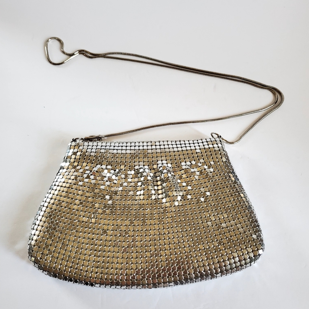 Y & S Chic Metallic Silver Mesh Crossbody Bag Vintage